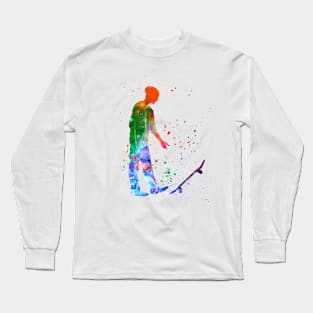 Man skateboard in watercolor Long Sleeve T-Shirt